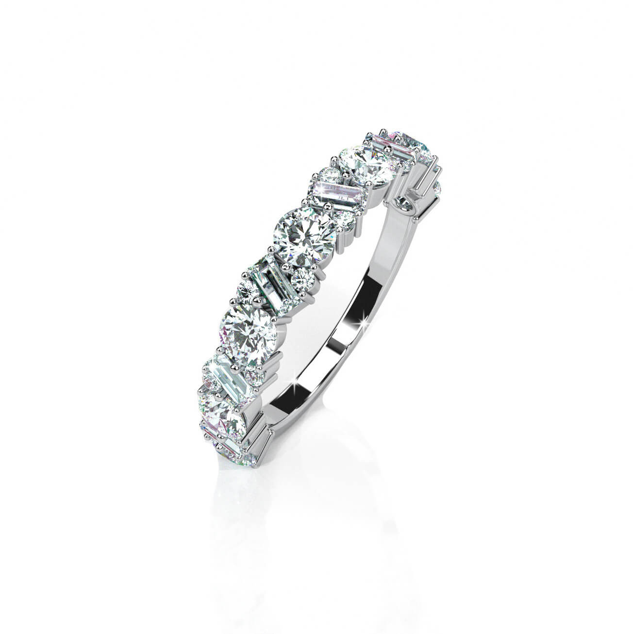 טבעת פס ראונד אמרלד