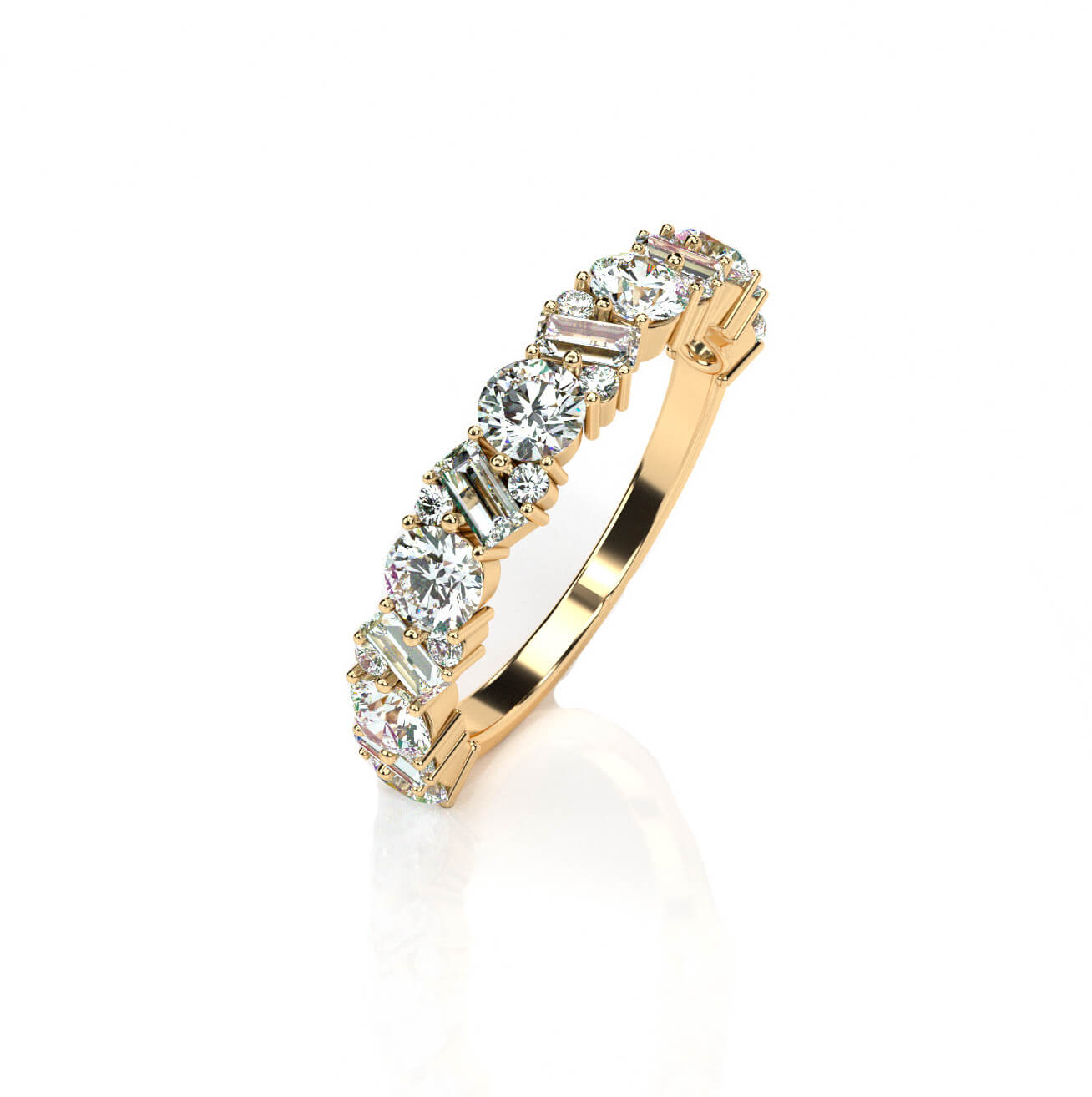 טבעת פס ראונד אמרלד