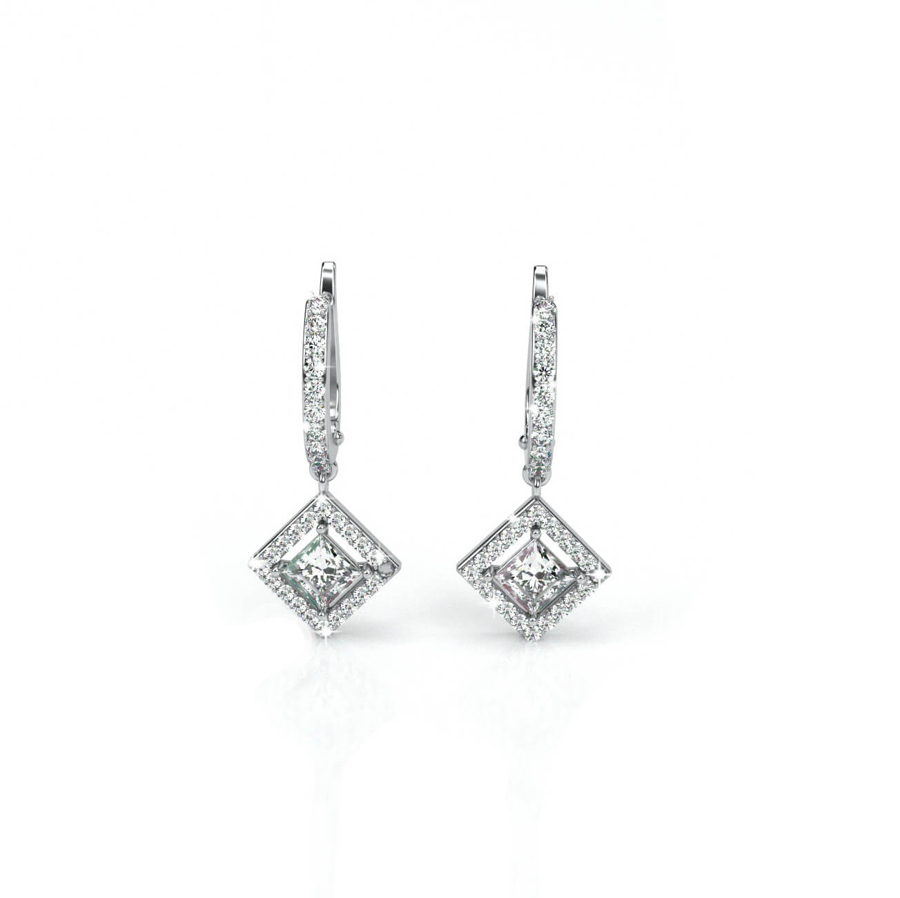 עגיל ריבוע משובץ