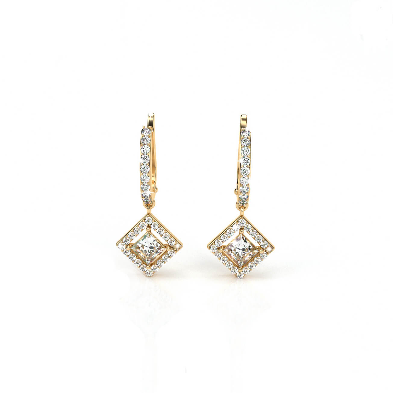 עגיל ריבוע משובץ