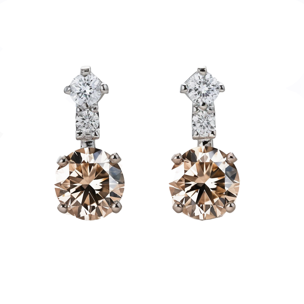 עגילי יהלום fancy brown